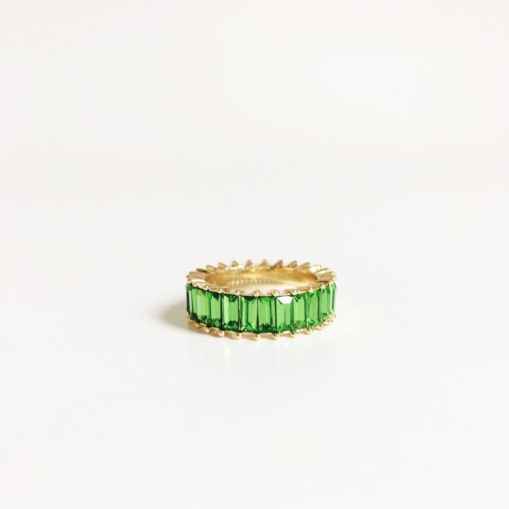 Green Eternity Baguette Band Ring / Emerald Ombré
